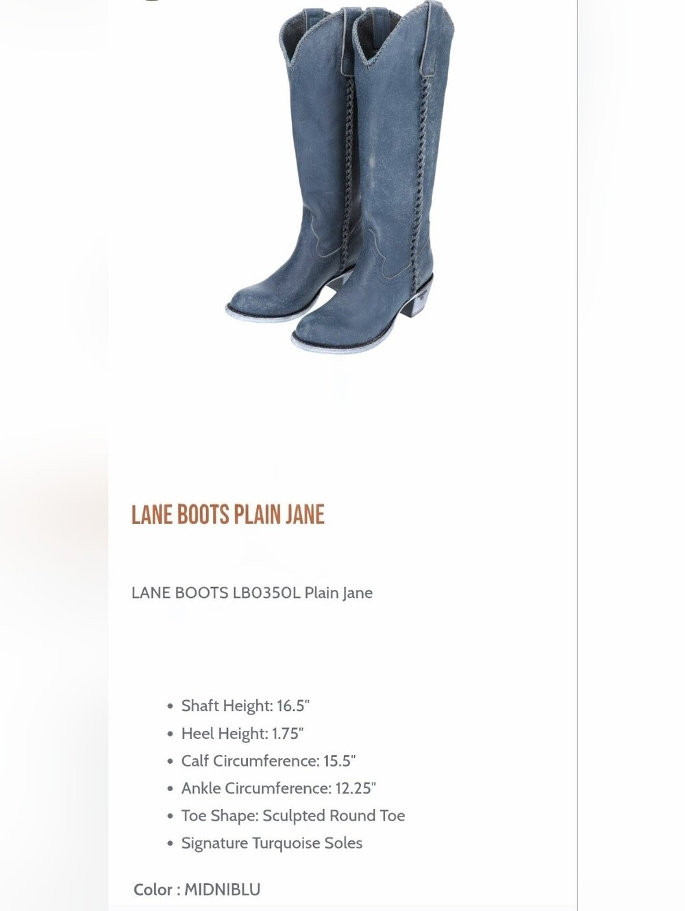 NWOB Lane Women's Tall Western Blue Leather Boots - Picture 10 of 11